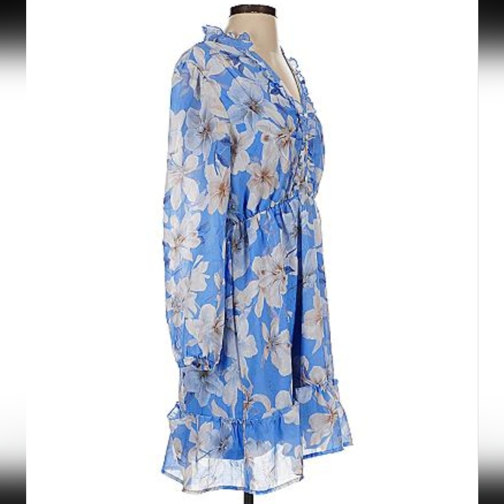 Floral Blue Ruffle Dress